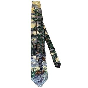 Silk Van Huesen Tie Americana Series Vintage Angler